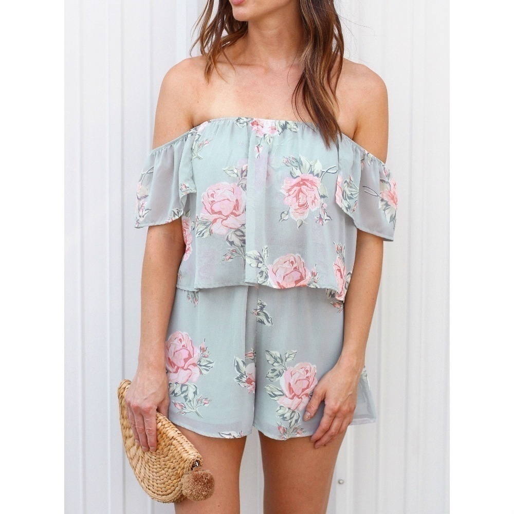 💕SHOW ME YOUR MUMU💕 Floral Off Shoulder Romper - Picture 3 of 8